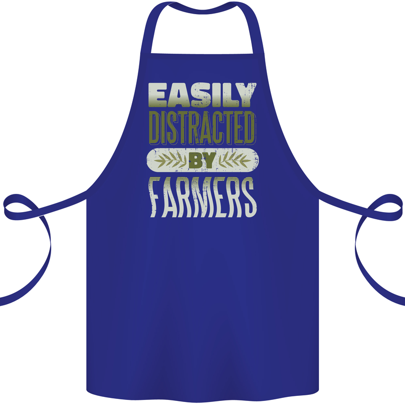 Easily Distracted Farmers Farming Cotton Apron 100% Organic Royal Blue
