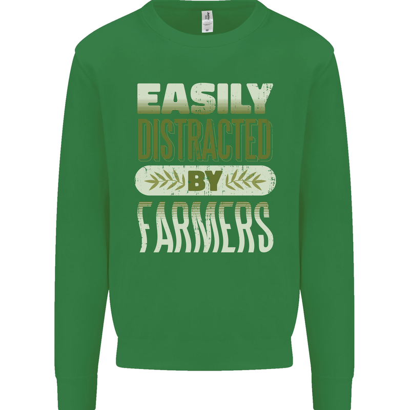 Easily Distracted Farmers Farming Kids Sweatshirt Jumper Irish Green
