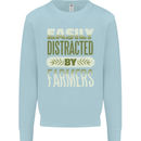 Easily Distracted Farmers Farming Kids Sweatshirt Jumper Light Blue