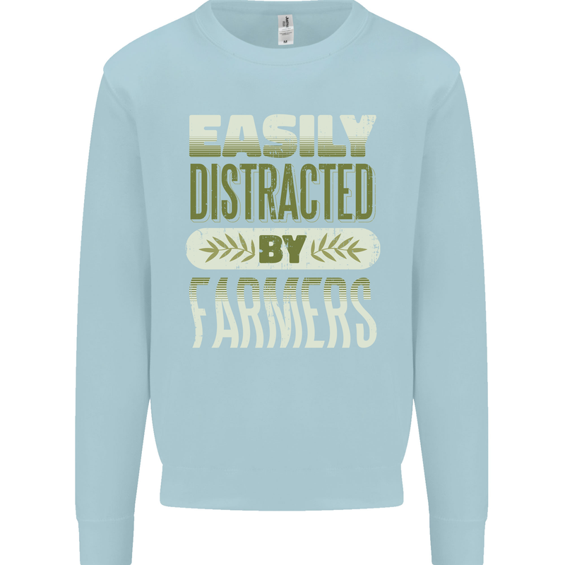 Easily Distracted Farmers Farming Kids Sweatshirt Jumper Light Blue
