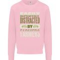 Easily Distracted Farmers Farming Kids Sweatshirt Jumper Light Pink