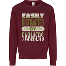 Easily Distracted Farmers Farming Kids Sweatshirt Jumper Maroon