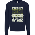 Easily Distracted Farmers Farming Kids Sweatshirt Jumper Navy Blue