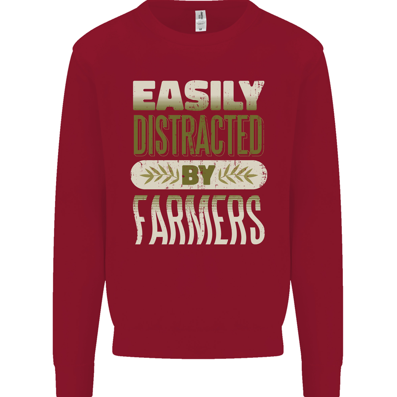 Easily Distracted Farmers Farming Kids Sweatshirt Jumper Red