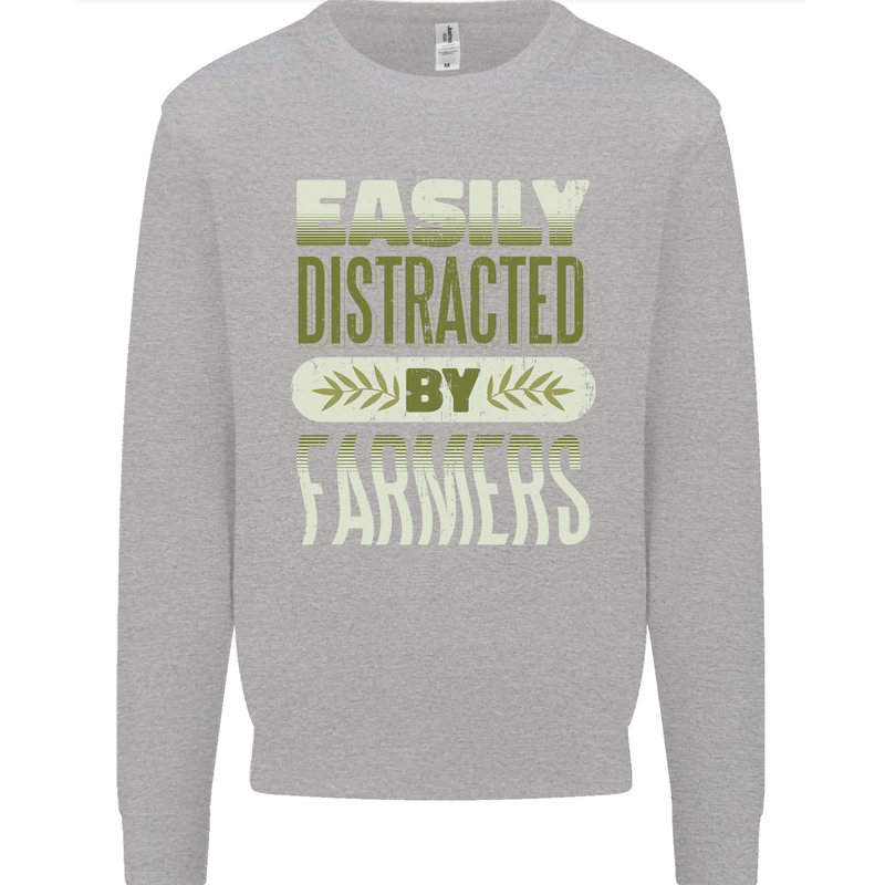 Easily Distracted Farmers Farming Kids Sweatshirt Jumper Sports Grey