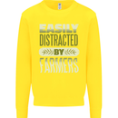 Easily Distracted Farmers Farming Kids Sweatshirt Jumper Yellow