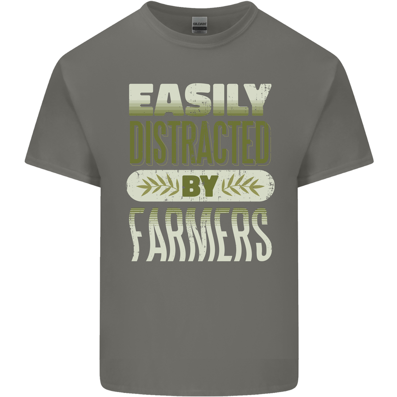 Easily Distracted Farmers Farming Kids T-Shirt Childrens Charcoal