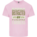 Easily Distracted Farmers Farming Kids T-Shirt Childrens Light Pink