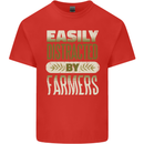 Easily Distracted Farmers Farming Kids T-Shirt Childrens Red