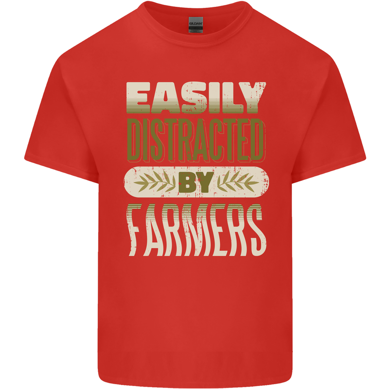 Easily Distracted Farmers Farming Kids T-Shirt Childrens Red