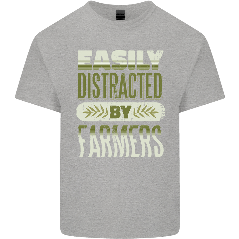 Easily Distracted Farmers Farming Kids T-Shirt Childrens Sports Grey