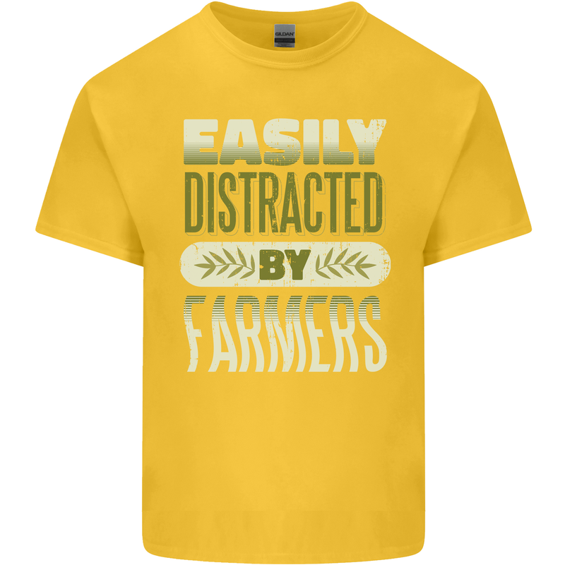 Easily Distracted Farmers Farming Kids T-Shirt Childrens Yellow