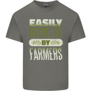 Easily Distracted Farmers Farming Mens Cotton T-Shirt Tee Top Charcoal