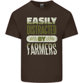 Easily Distracted Farmers Farming Mens Cotton T-Shirt Tee Top Dark Chocolate