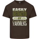 Easily Distracted Farmers Farming Mens Cotton T-Shirt Tee Top Dark Chocolate