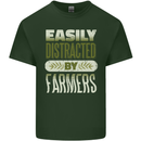 Easily Distracted Farmers Farming Mens Cotton T-Shirt Tee Top Forest Green
