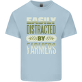 Easily Distracted Farmers Farming Mens Cotton T-Shirt Tee Top Light Blue