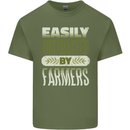 Easily Distracted Farmers Farming Mens Cotton T-Shirt Tee Top Military Green