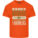 Easily Distracted Farmers Farming Mens Cotton T-Shirt Tee Top Orange