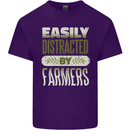 Easily Distracted Farmers Farming Mens Cotton T-Shirt Tee Top Purple