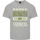 Easily Distracted Farmers Farming Mens Cotton T-Shirt Tee Top Sports Grey