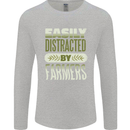 Easily Distracted Farmers Farming Mens Long Sleeve T-Shirt Sports Grey