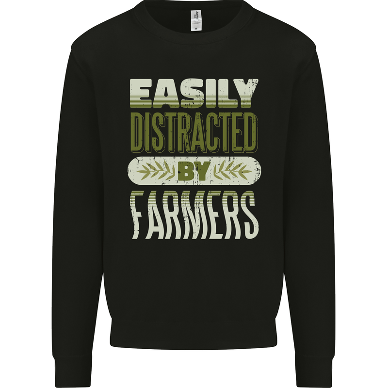 Easily Distracted Farmers Farming Mens Sweatshirt Jumper Black