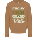 Easily Distracted Farmers Farming Mens Sweatshirt Jumper Caramel Latte