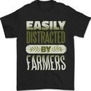 Easily Distracted Farmers Farming Mens T-Shirt 100% Cotton Black