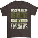 Easily Distracted Farmers Farming Mens T-Shirt 100% Cotton Dark Chocolate