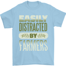 Easily Distracted Farmers Farming Mens T-Shirt 100% Cotton Light Blue