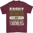 Easily Distracted Farmers Farming Mens T-Shirt 100% Cotton Maroon