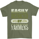 Easily Distracted Farmers Farming Mens T-Shirt 100% Cotton Military Green