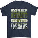 Easily Distracted Farmers Farming Mens T-Shirt 100% Cotton Navy Blue