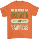 Easily Distracted Farmers Farming Mens T-Shirt 100% Cotton Orange