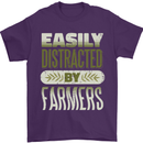 Easily Distracted Farmers Farming Mens T-Shirt 100% Cotton Purple