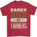 Easily Distracted Farmers Farming Mens T-Shirt 100% Cotton Red
