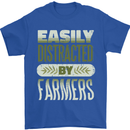 Easily Distracted Farmers Farming Mens T-Shirt 100% Cotton Royal Blue