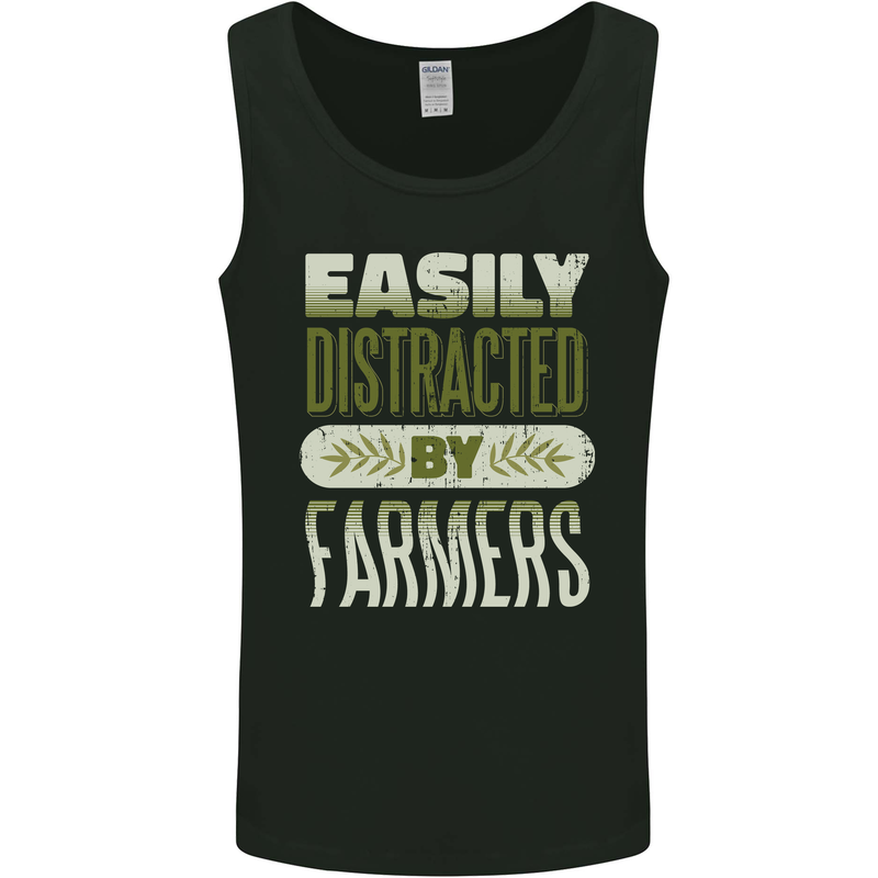 Easily Distracted Farmers Farming Mens Vest Tank Top Black