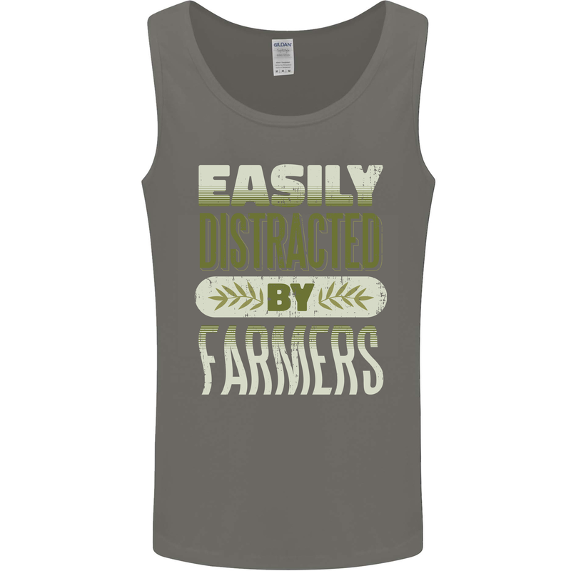Easily Distracted Farmers Farming Mens Vest Tank Top Charcoal