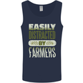 Easily Distracted Farmers Farming Mens Vest Tank Top Navy Blue