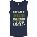 Easily Distracted Farmers Farming Mens Vest Tank Top Navy Blue