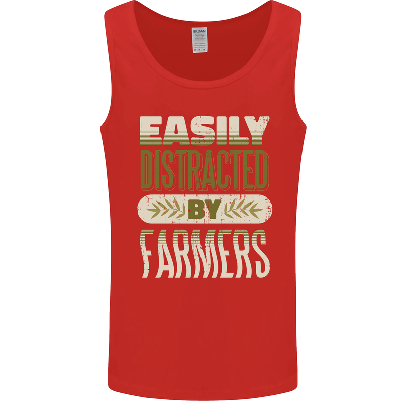 Easily Distracted Farmers Farming Mens Vest Tank Top Red