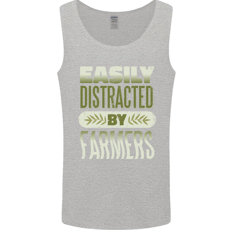 Easily Distracted Farmers Farming Mens Vest Tank Top Sports Grey