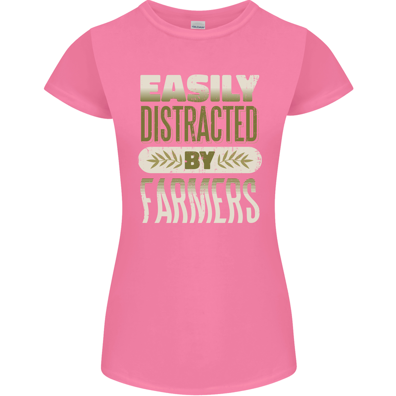 Easily Distracted Farmers Farming Womens Petite Cut T-Shirt Azalea