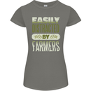 Easily Distracted Farmers Farming Womens Petite Cut T-Shirt Charcoal