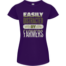Easily Distracted Farmers Farming Womens Petite Cut T-Shirt Purple
