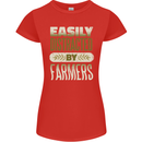 Easily Distracted Farmers Farming Womens Petite Cut T-Shirt Red