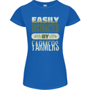 Easily Distracted Farmers Farming Womens Petite Cut T-Shirt Royal Blue