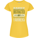 Easily Distracted Farmers Farming Womens Petite Cut T-Shirt Yellow